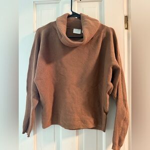 Cyrus Brown Cowl Neck Waffle Knit Sweater - Small